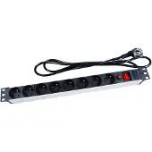 Perel Stekkerdoos 19 inch EBP08PDU 8-voudig Zwart, RVS 1 stuk(s)