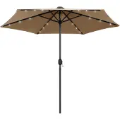 vidaXL Parasol met LED-verlichting en aluminium paal 270 cm taupe