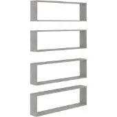 vidaXL Wandschappen kubus 4 st 100x15x30 cm bewerkt hout betongrijs