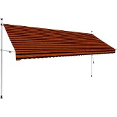 vidaXL Luifel handmatig uittrekbaar 400 cm oranje en bruin