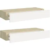 vidaXL Wandladeplanken 2 st eiken en wit 60x23,5x10cm MDF