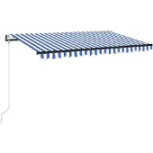 vidaXL Luifel automatisch met LED en windsensor 400x350 cm blauw wit