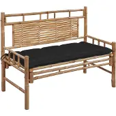 vidaXL Tuinbank met kussen 120 cm bamboe