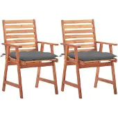 vidaXL Tuinstoelen, 2 stuks met kussens, massief acaciahout