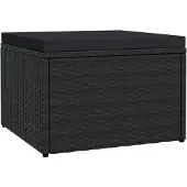 vidaXL Tuinvoetenbank met kussen poly rattan zwart