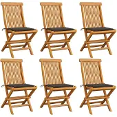 vidaXL Tuinstoelen 6 st met taupe kussens massief teakhout