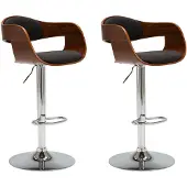 vidaXL Barstoelen 2 st gebogen hout en stof grijs