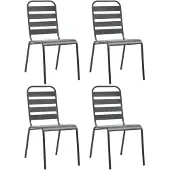 vidaXL Tuinstoelen 4 st gelat ontwerp staal donkergrijs