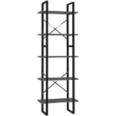 vidaXL Boekenkast met 5 schappen 60x30x175 cm bewerkt hout grijs