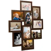 vidaXL Fotolijst voor 10x(10x15 cm) foto MDF donkerbruin