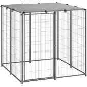 vidaXL Hondenkennel 110x110x110 cm staal zilverkleurig