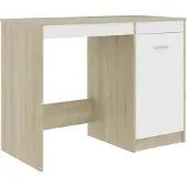 vidaXL Bureau 100x50x76 cm bewerkt hout wit en sonoma eikenkleurig