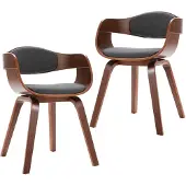 vidaXL Eetkamerstoelen 2 st gebogen hout en stof grijs