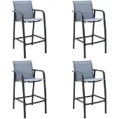 vidaXL Tuinbarstoelen 4 st textileen grijs