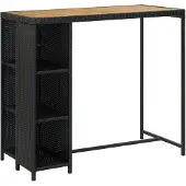 vidaXL Bartafel met opbergrek 120x60x110 cm poly rattan zwart