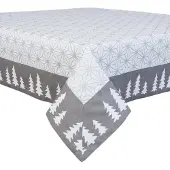 Clayre & Eef tafelkleed 100x100 cm - grijs, wit - katoen, 100% katoen