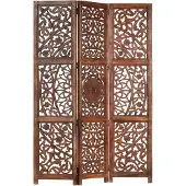 vidaXL Kamerscherm 3 panelen handgesneden 120x165 cm mangohout bruin