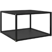 vidaXL Salontafel zwart, 60x60x35 cm, met glazen blad