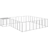 vidaXL Hondenkennel 20,57 m² staal zilverkleurig