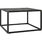 vidaXL Salontafel zwart met zwart glas, marmerlook, 60x60x35 cm