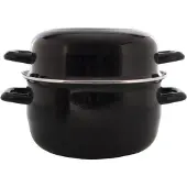 OTIX Mosselpan - Mosselpot - Inductie - Alle Warmtebronnen - Zwart - Emaille - 24x24x21cm