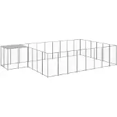 vidaXL Hondenkennel 15,73 m² staal zilverkleurig
