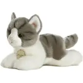 Aurora Pluche kat/poes knuffel - grijs/wit - 20 cm - kinder dieren speelgoed knuffels - Katten - Knuffel huisdieren