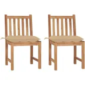 vidaXL Tuinstoelen 2 st met kussens massief teakhout