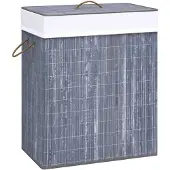 vidaXL Wasmand met 1 vak 83 L bamboe grijs