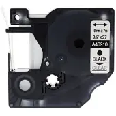 Rillprint compatible D1 tape voor Dymo 40910, 9 mm, zwart op transparant