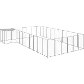vidaXL Hondenkennel 19,36 m² staal zilverkleurig