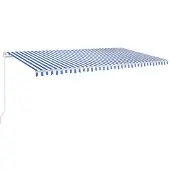 vidaXL Luifel handmatig uittrekbaar met LED 600x350 cm blauw en wit