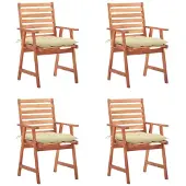 vidaXL Tuinstoelen 4 st met kussens massief acaciahout