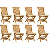 vidaXL Inklapbare stoelen 8 st met crèmekleurige kussens