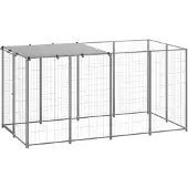 vidaXL Hondenkennel 2,42 m² staal zilverkleurig