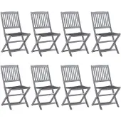 vidaXL Tuinstoelen 8 st inklapbaar met kussens massief acaciahout