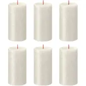 Bolsius Stompkaarsen Shimmer 4 st rustiek 130x68 mm ivoorkleurig