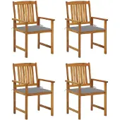 vidaXL Tuinstoelen met kussens, 4 stuks, massief acaciahout
