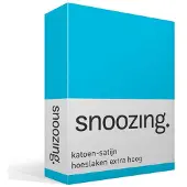 Snoozing - Katoen-satijn - Hoeslaken - Extra Hoog - 140x220 - Turquoise