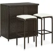 vidaXL 3-delige Barset poly rattan bruin