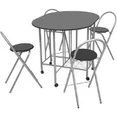 vidaXL Uitschuifbare eettafel, vijfdelig, MDF, zwart