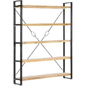 vidaXL Boekenkast met 5 schappen 140x30x180 cm massief mangohout