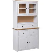 vidaXL Hoge kast Panama Range 93x40,5x180 cm massief grenenhout wit