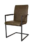 Dimehouse Eetkamerstoel Bras met arm | kunstleer groen 57x54x97x57 cm eetkamerstoelen | NADUVI