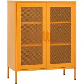 vidaXL Opbergkast mosterdgeel 80x35x101,5 cm staal