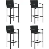 vidaXL Barkrukken 4 st poly rattan zwart