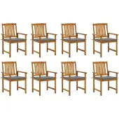vidaXL Tuinstoelen met kussens, 8 stuks, massief acaciahout