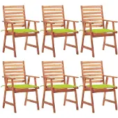 vidaXL Tuinstoelen 6 st met kussens massief acaciahout