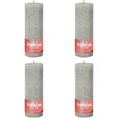 Bolsius Stompkaarsen Shine 4 st rustiek 190x68 mm zandgrijs