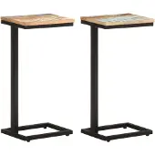vidaXL Bijzettafels 2 st 31,5x24,5x64,5 cm massief gerecycled hout